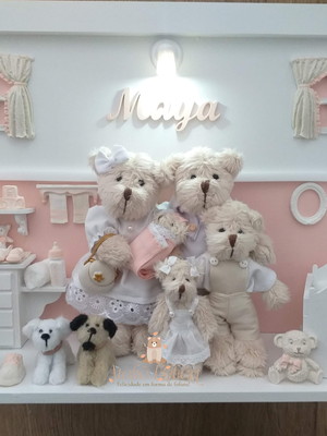 Quadro família urso com led