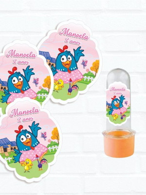 Adesivo para mini tubete galinha pintadinha