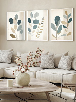 Quadros decorativos sala moderna folhagem abstrato moldura