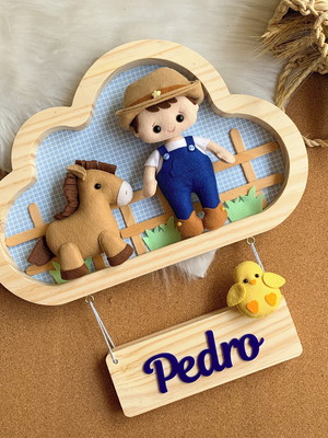 Porta maternidade fazendinha menino