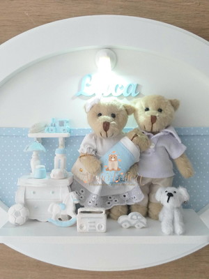 Quadro família urso com led