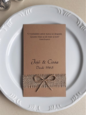 Menu rustico com juta e laço