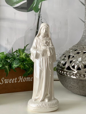 Santa rita de cássia 20 cm perola escultura catolico gesso