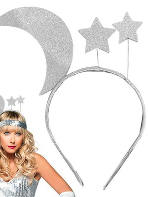 Tiara lua e estrelas com glitter adereço e fantasia