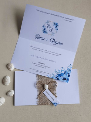 Convite de casamento para praia branco