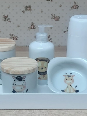 Kit higiene bebê safari 6 peças - porcelana tp pinus