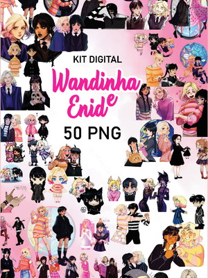 Kit digital wandinha e enid aquarela