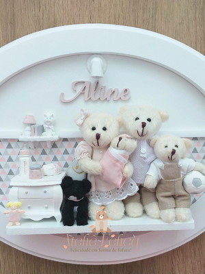 Quadro família urso com led