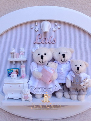 Quadro família urso com led