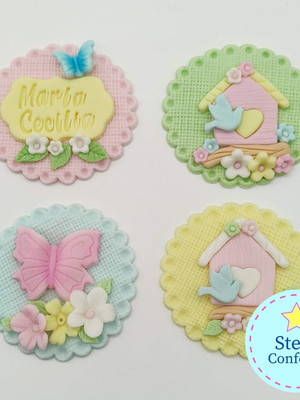 Aplique para cupcake e pirulito - jardim encantado