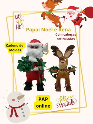 Caderno de moldes papai noel e rena/ cabeças articuladas