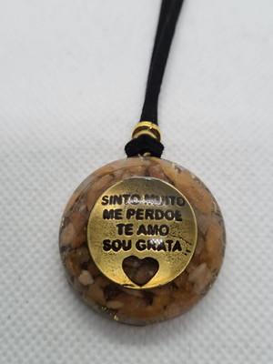 Orgonite colar hoponopono .(calcita laranja)