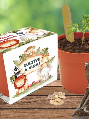 Lembrancinha safari baby - 20 kit plantio personalizado