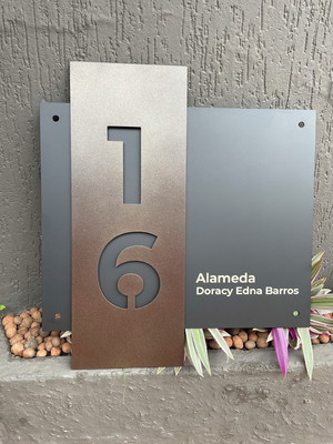 Algarismo residencial acm com acm corten personalizado 60x55