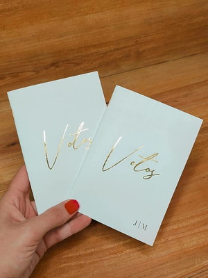 Caderno votos de casamento branco - hot stamping dourado