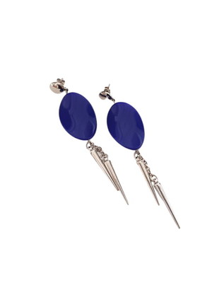 Brinco resina azul royal com prata alongado