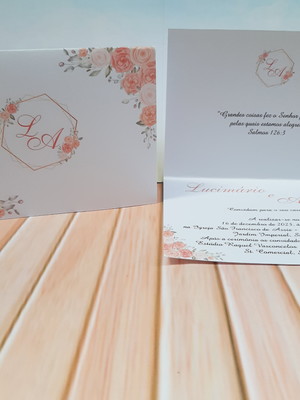 Convite coral - salmão- casamento ou debutante p