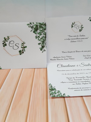 Convite verde esmeralda - casamento ou debutante - p