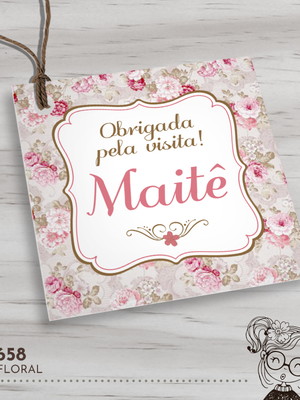 Tag quadrada floral - 00658