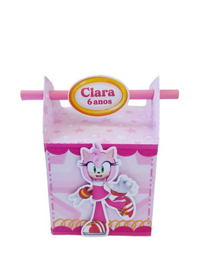 Caixa canudo personalizada amy rose/ sonic