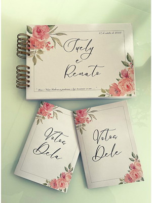 Caderno de mensagens casamento+livro de votos personalizado
