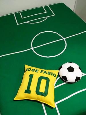 Colcha queen - futebol - 100% algodão