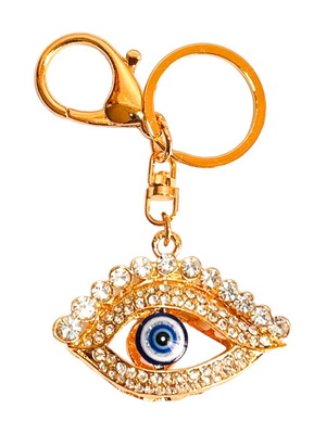 Chaveiro metal olho grego com strass