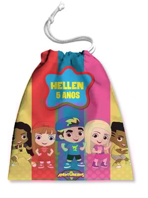Sacolinhas os aventureiros personalizada 15x20cm - mod 01