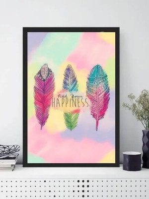 Quadro penas find your hapiness (a3- com vidro)