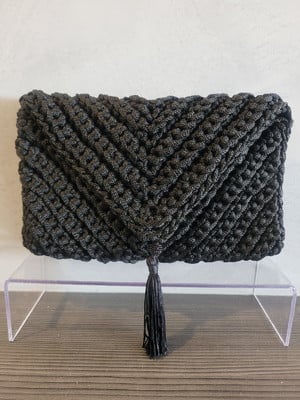 Bolsa carteira clutch envelope em fio náutico com tassel