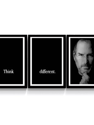 3 quadros decorativos mdf steve jobs think different