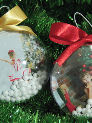 Bolas de natal em acrílico 6cm com 2 fotos, kit com 5 unid