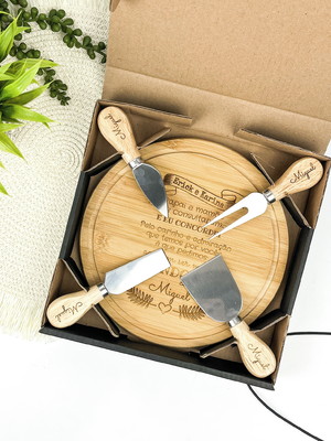 Convite para padrinhos personalizados kit p/queijo 5 peças