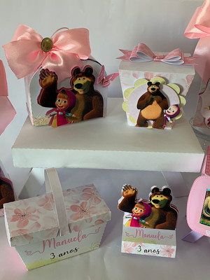 Kit festa personalizado com 50 itens - marsha e o urso