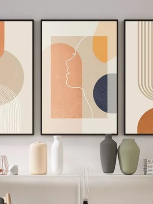Composição elementos abstratos em tons terracota
