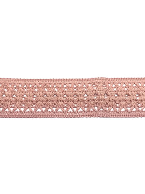 Renda entremeio algodão rosa antigo - 3,7cm