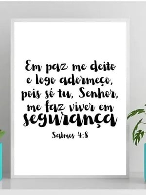Quadro salmo em paz me deito (a3- com vidro)