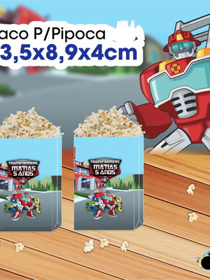 Saco de pipoca transformers rescue bots aniversário
