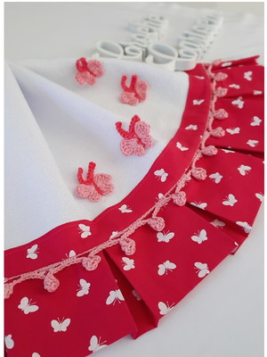 Pano de prato criativo pink pregas borboletas 80x50 grande