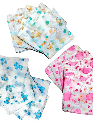 Kit 5 fralda de pano para bebe boca estampada algodão fina