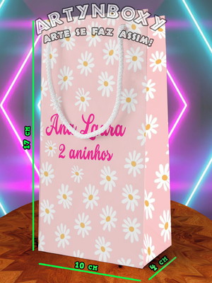 Sacolinha personalizada ,tema margarida flores