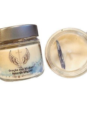 Vela aromática proteção arcanjo miguel oração 21 dias 150g