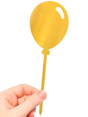 Topo de bolo balão bexiga acrilico dourado espelhado 18cm
