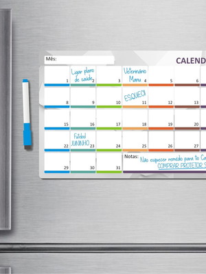 Ímã de geladeira porta recados 20 x 30cm planner mensal