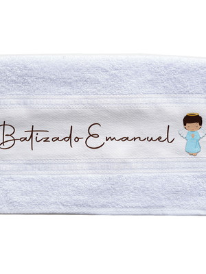 Toalhinha batizado personalizada com nome anjinho azul