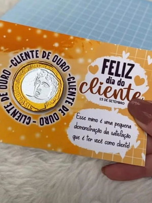 Lembrancinha dia do cliente card com moeda de chocolate