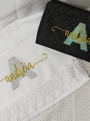 Kit nécessaire com toalha lavabo personalizado