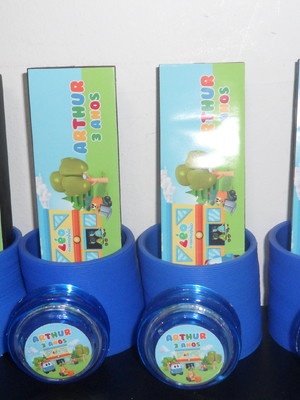 Kit pega vareta + dominó + ioio + tag com fita cetim