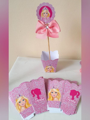 Kit com 10 cachepô centro de mesa barbie
