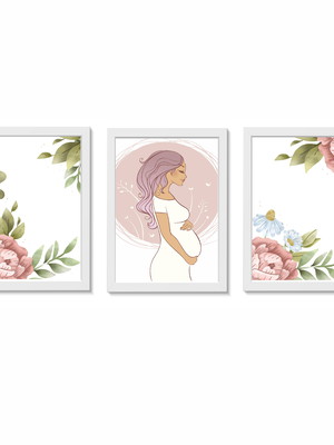 Kit 3 quadros decorativos gestante ginecologia 20x30cm
